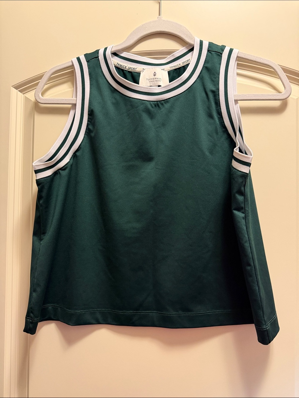 Tuckernuck Dark Green Tank Top with White Trim